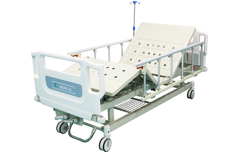 ABS掛式床頭沖孔雙搖護(hù)理床(中控剎車(chē))